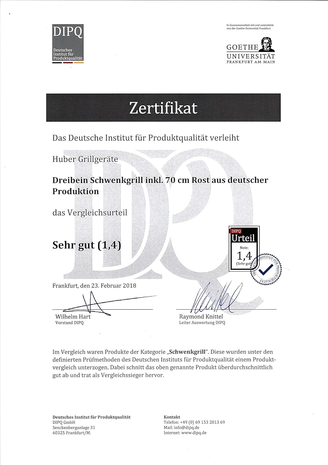 Dreibein Schwenkgrill inkl. 70 cm Grillrost aus deutscher Produktion