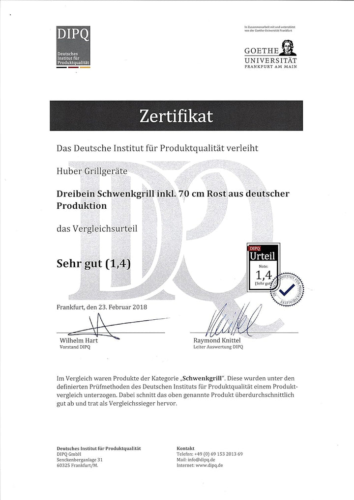 Dreibein Schwenkgrill inkl. 70 cm Grillrost aus deutscher Produktion