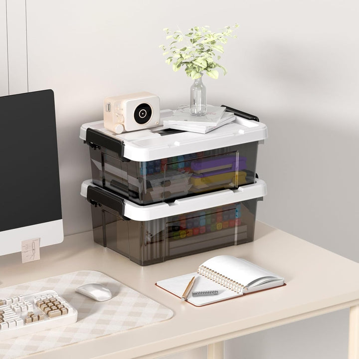 Cetomo 15L*3 Plastic Storage box, Tote box,Organizing Container with Durable Lid and Secure Latching