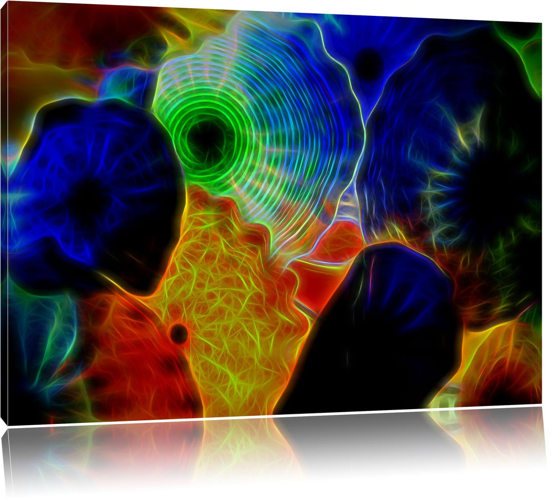 bunte Quallen Deluxe Format: 100x70 cm auf Leinwand, XXL riesige Bilder fertig gerahmt mit Keilrahme