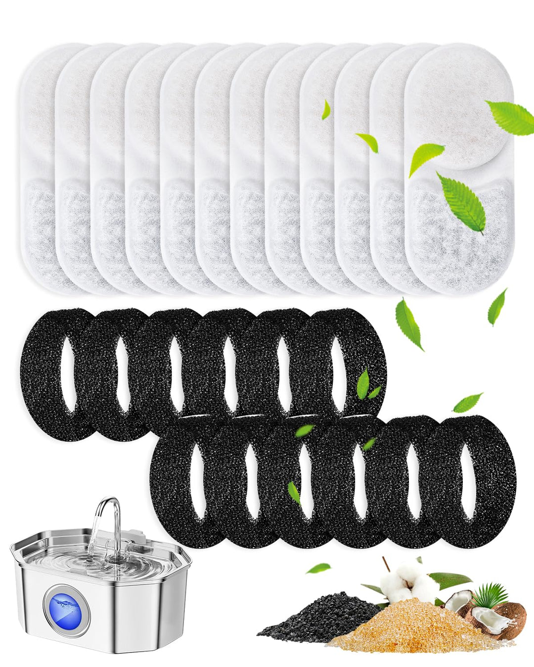 24 Stück Katzenbrunnen Filter für Apauk 3.2L Trinkbrunnen Katze Kabellos, Aktivkohlefilter &amp; Schaumf