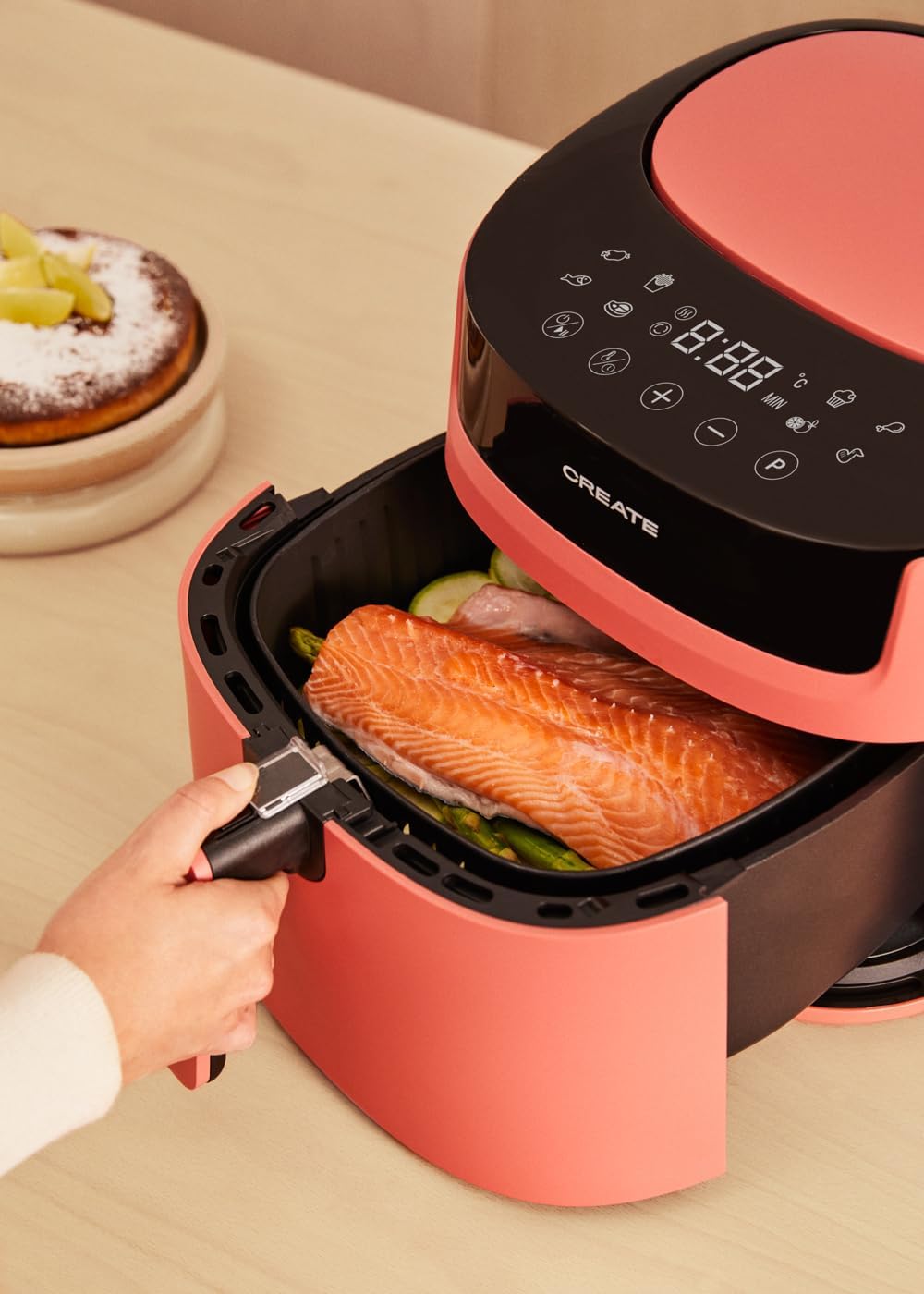 CREATE/FRYER AIR PRO LARGE/Heissluftfritteuse 6.2L Terrakotta/Mit Timer, Monitor LCD, praktisch, ein