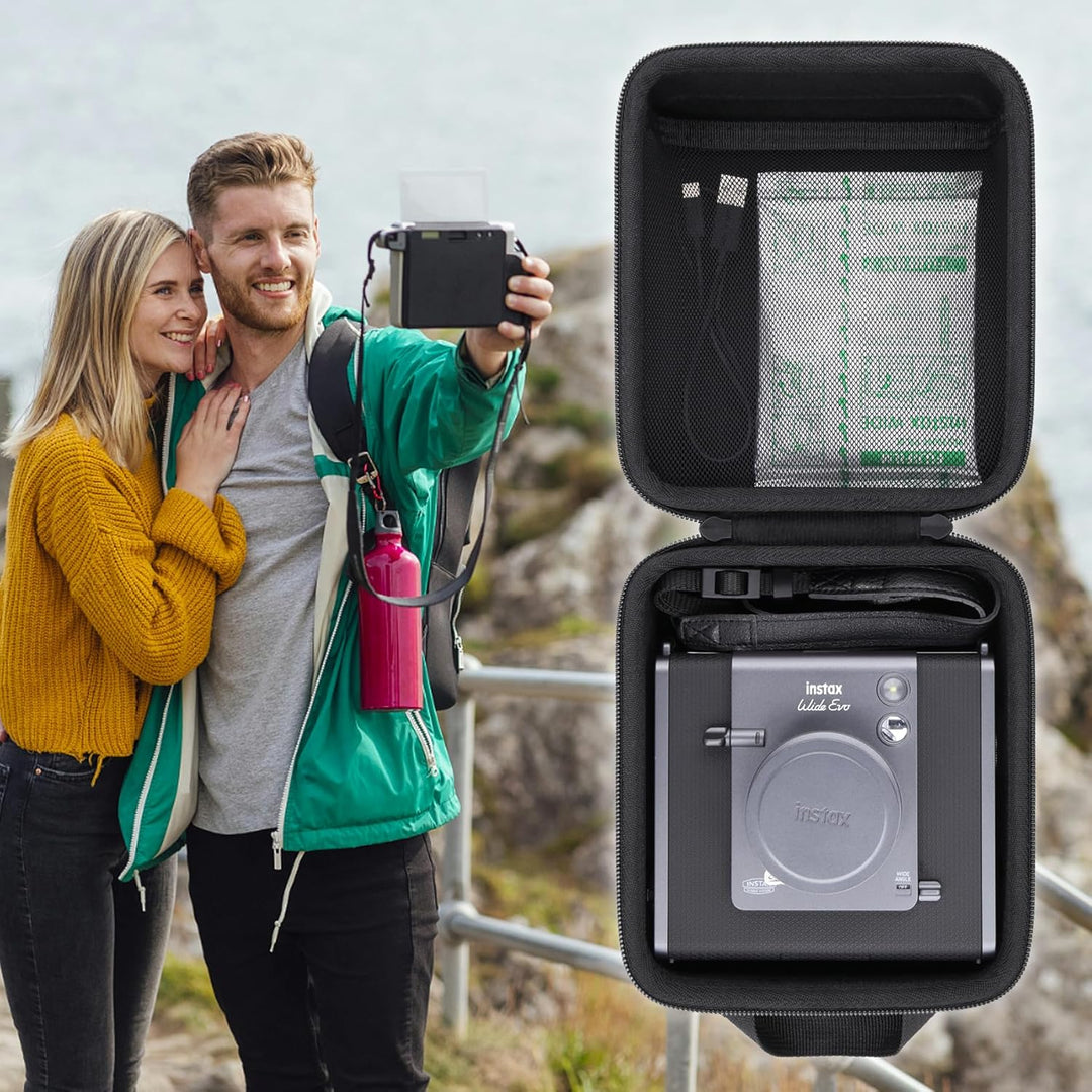 Aenllosi für Fujifilm INSTAX Wide EVO 2-in-1 Sofortbildkamera und Drucker Hartschalenkoffer, Netztas