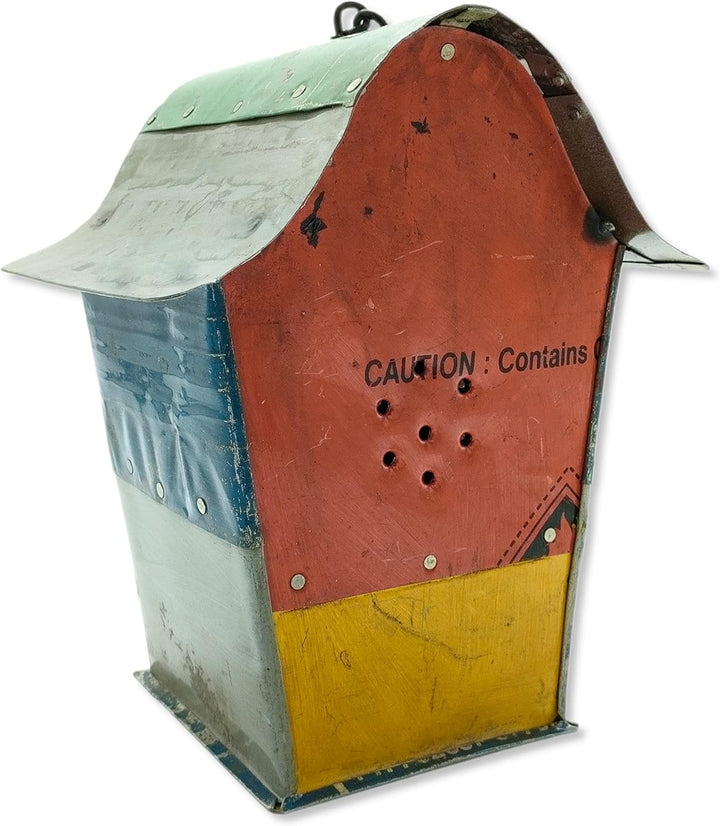 Metall Vogelhaus zum aufhängen 22 x 36cm bunt Nist-Kasten Garten-Deko Vögel