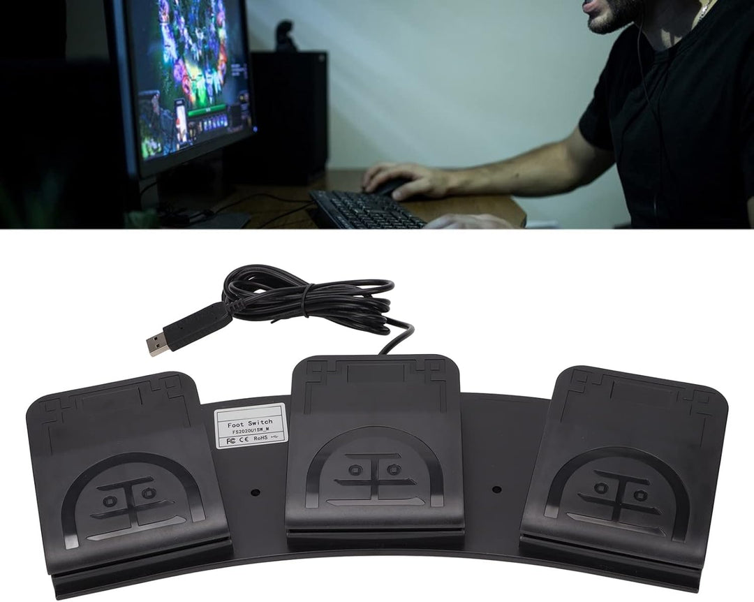 Bewinner USB Fussschalter Aktionsschalterpedal, 3 Tasten MIDI Controller Fussschaltersteuerung Angep