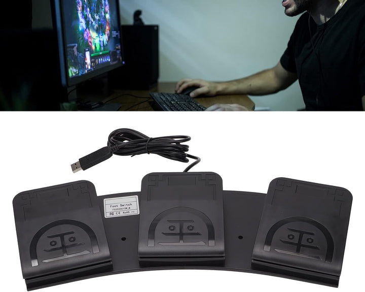 Bewinner USB Fussschalter Aktionsschalterpedal, 3 Tasten MIDI Controller Fussschaltersteuerung Angep