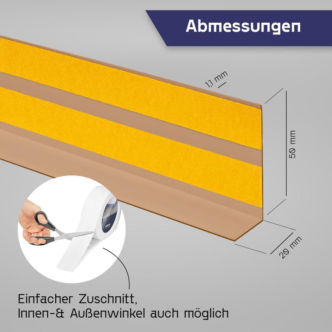 HOLZBRINK Weichsockelleiste selbstklebend EICHE HELL Knickleiste, 50x20mm, 25 Meter 25m Eiche Hell,