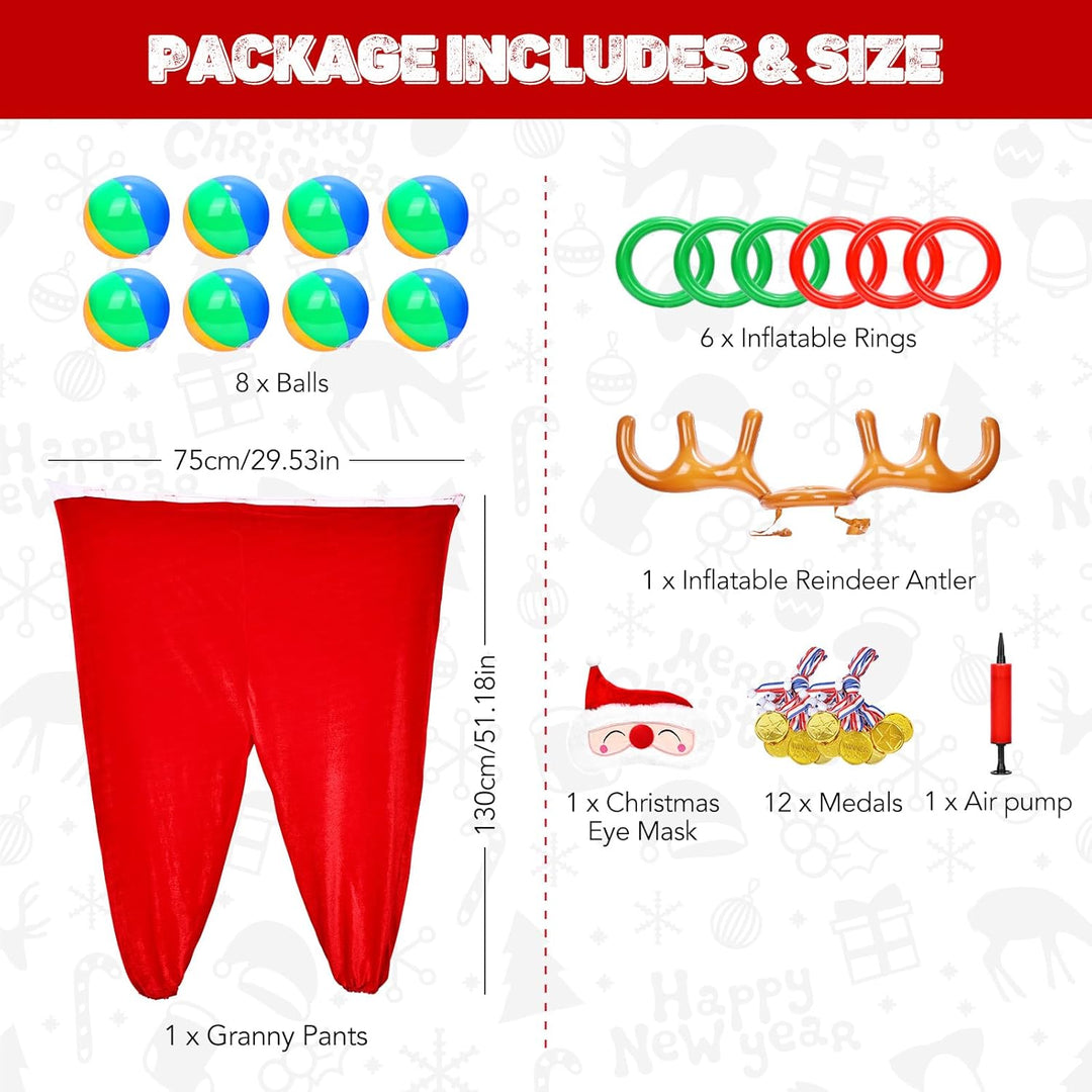 Weihnachtsspiel für Kinder &amp; Erwachsene - Granny Hosen Wurfspiel &amp; aufblasbares Rentier Geweih Ringw