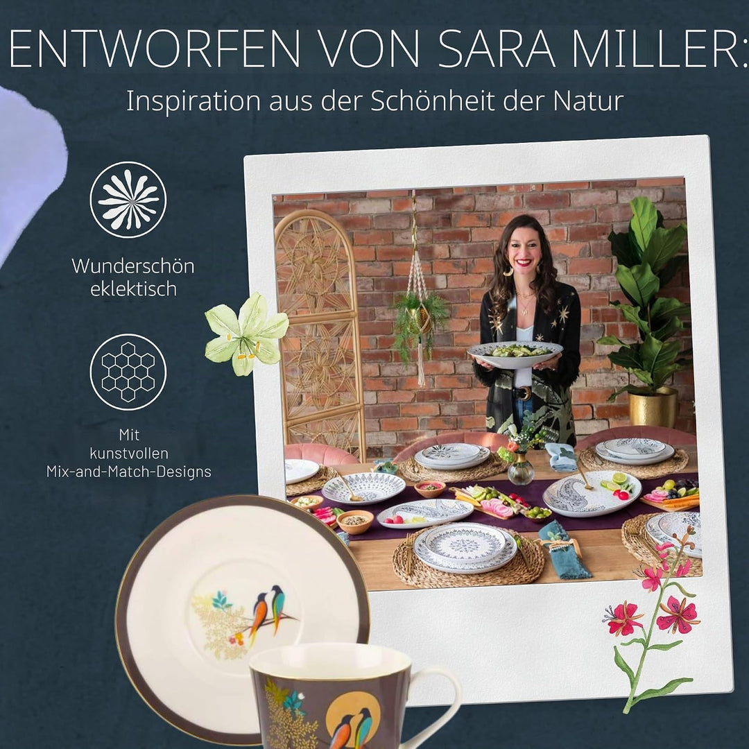 Sara Miller London Sara Miller for Portmeirion Chelsea Cup and Saucer, Ceramic Grey, 230 x 185 x 95