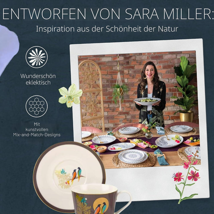 Sara Miller London Sara Miller for Portmeirion Chelsea Cup and Saucer, Ceramic Grey, 230 x 185 x 95