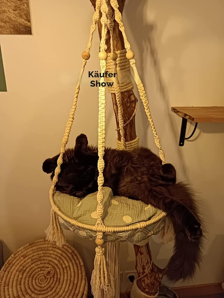 Makramee-Katzenbett, Hängematte für Katzen, Katzenschaukel, handgestrickt, hängende Katzennester, Ha