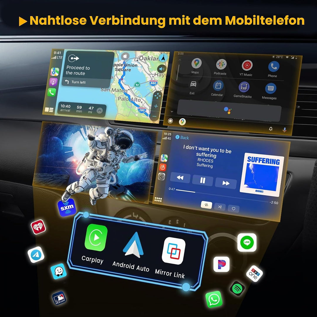 Hikity 1 din Android 15 [2+64G] Autoradio mit Knöpfe Wireless CarPlay Android Auto Mirror Link, 6.9"