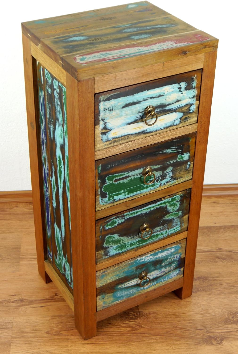 livasia Teakholz Kommode aus Java | Recyceltes buntes Bootsholz | Asiatische Möbel | Designer Möbel