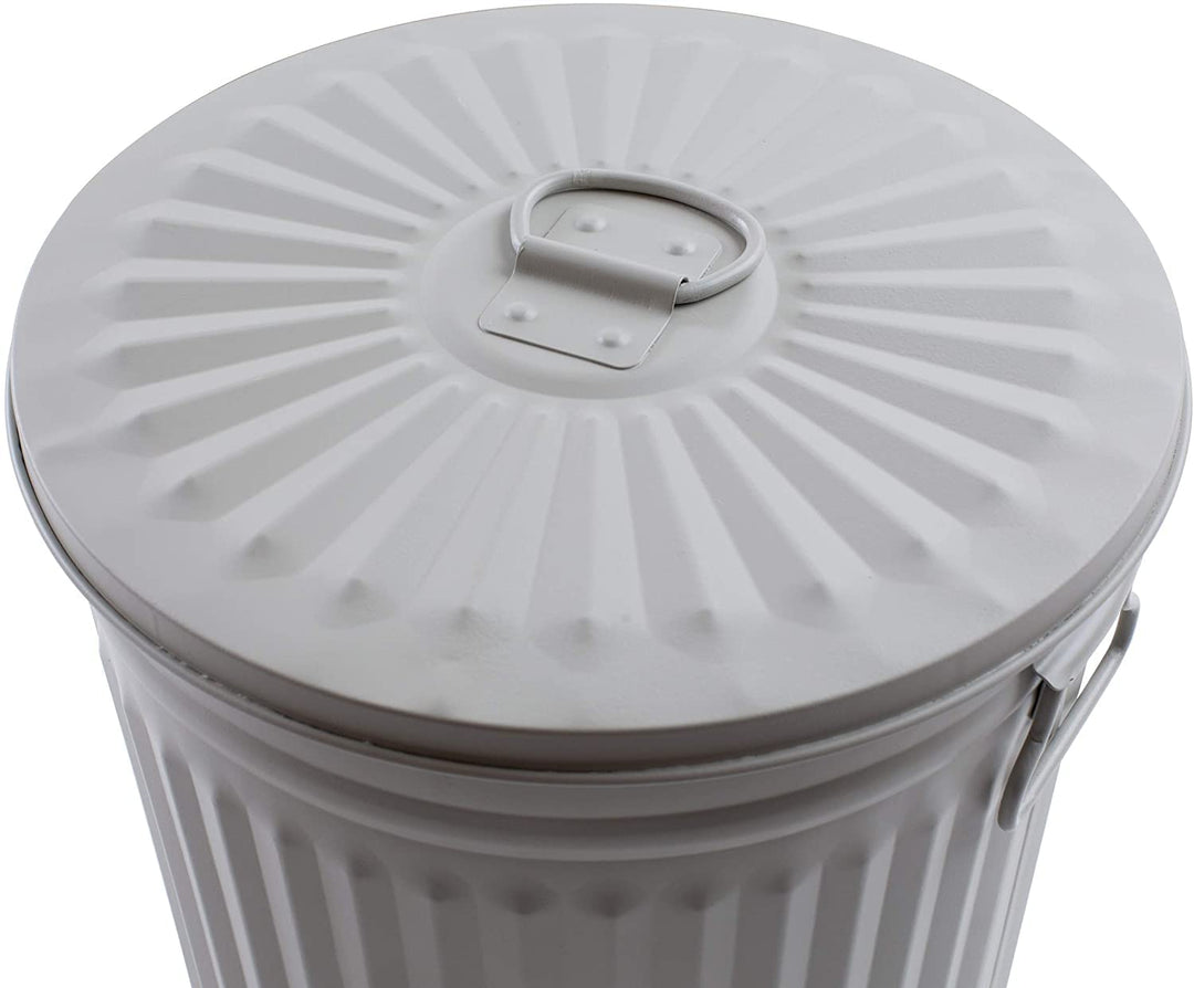 Jinfa 2er-Set Retrodesign Mülleimer mit Griffen und Deckel + 50 Müllbeutel | Grau | 18L