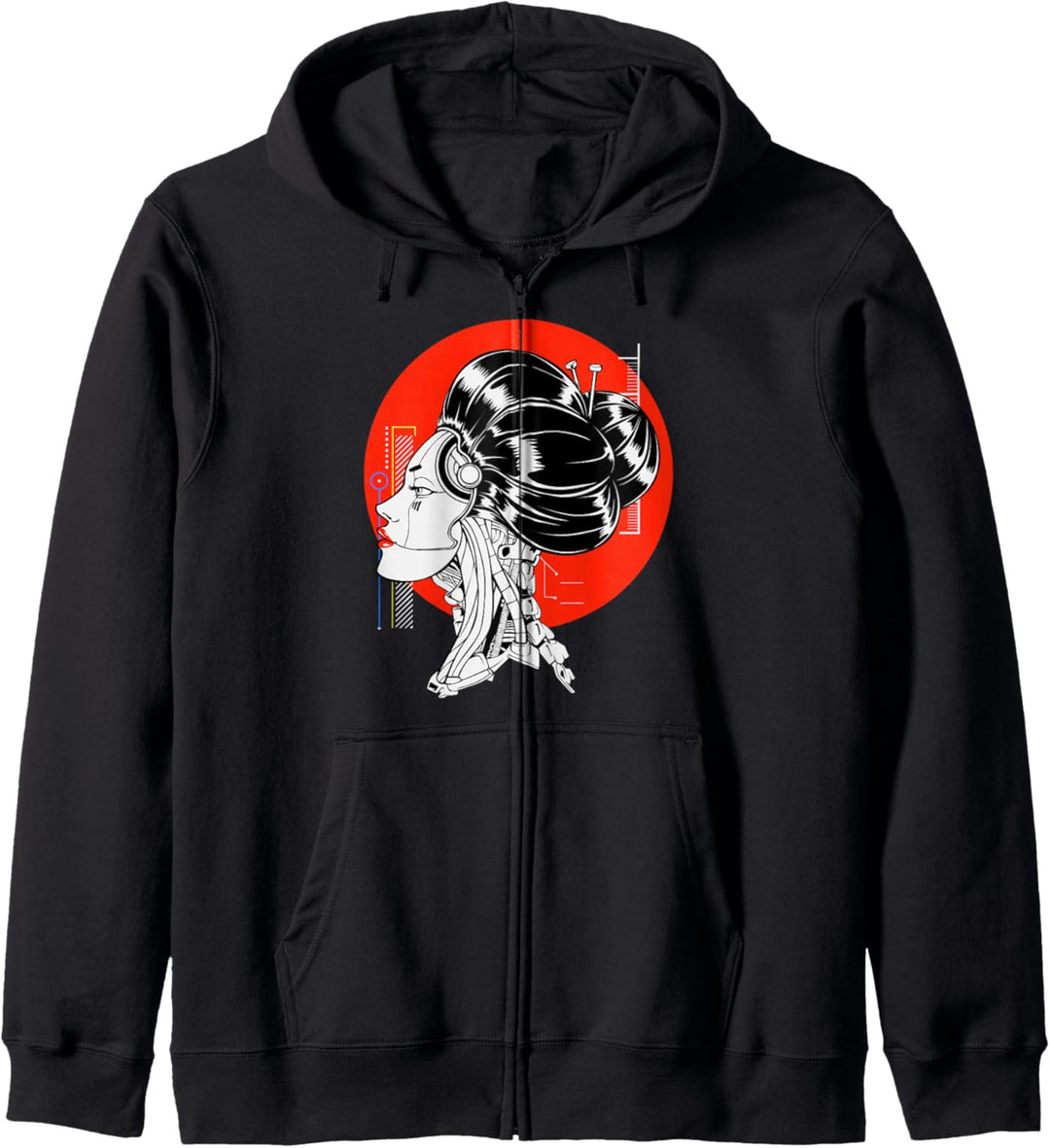 Japanisches Kawaii Vaporwave Geisha-Mädchen Cyberpunk Japan Kapuzenjacke