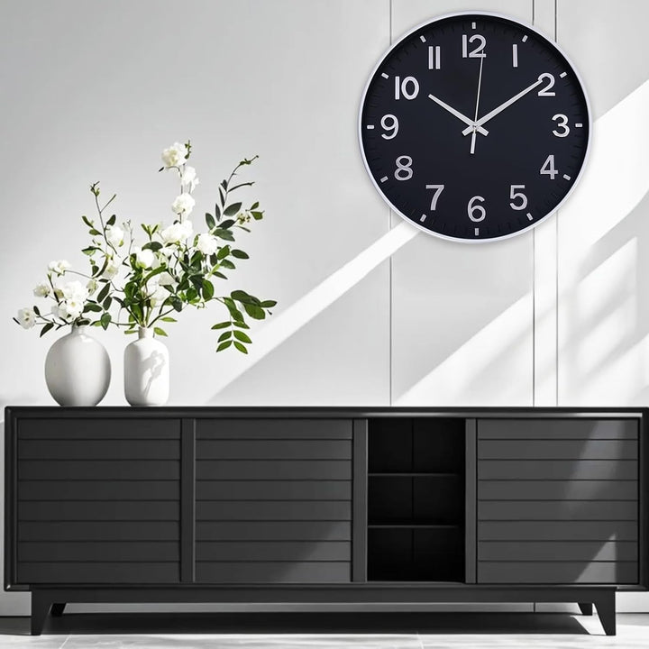 HZDHCLH Funkuhr 30 cm Grosses Ziffernblatt Wanduhr Geräuschlos,Geeignet für Schule, Zuhause, Wanddek