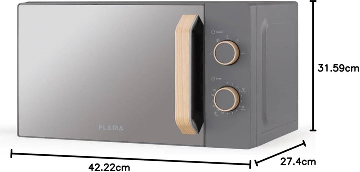 Mikrowelle FLAMA 1832FL, 20 l, 700 W, S/Grill, Glas/Grau
