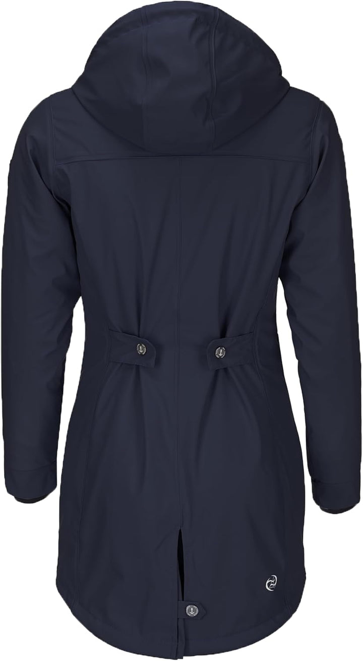 Dry Fashion Damen Regenmantel Malmö - Frauen Regenjacke Jacke mit Kapuze Lang Winddicht Wasserdicht