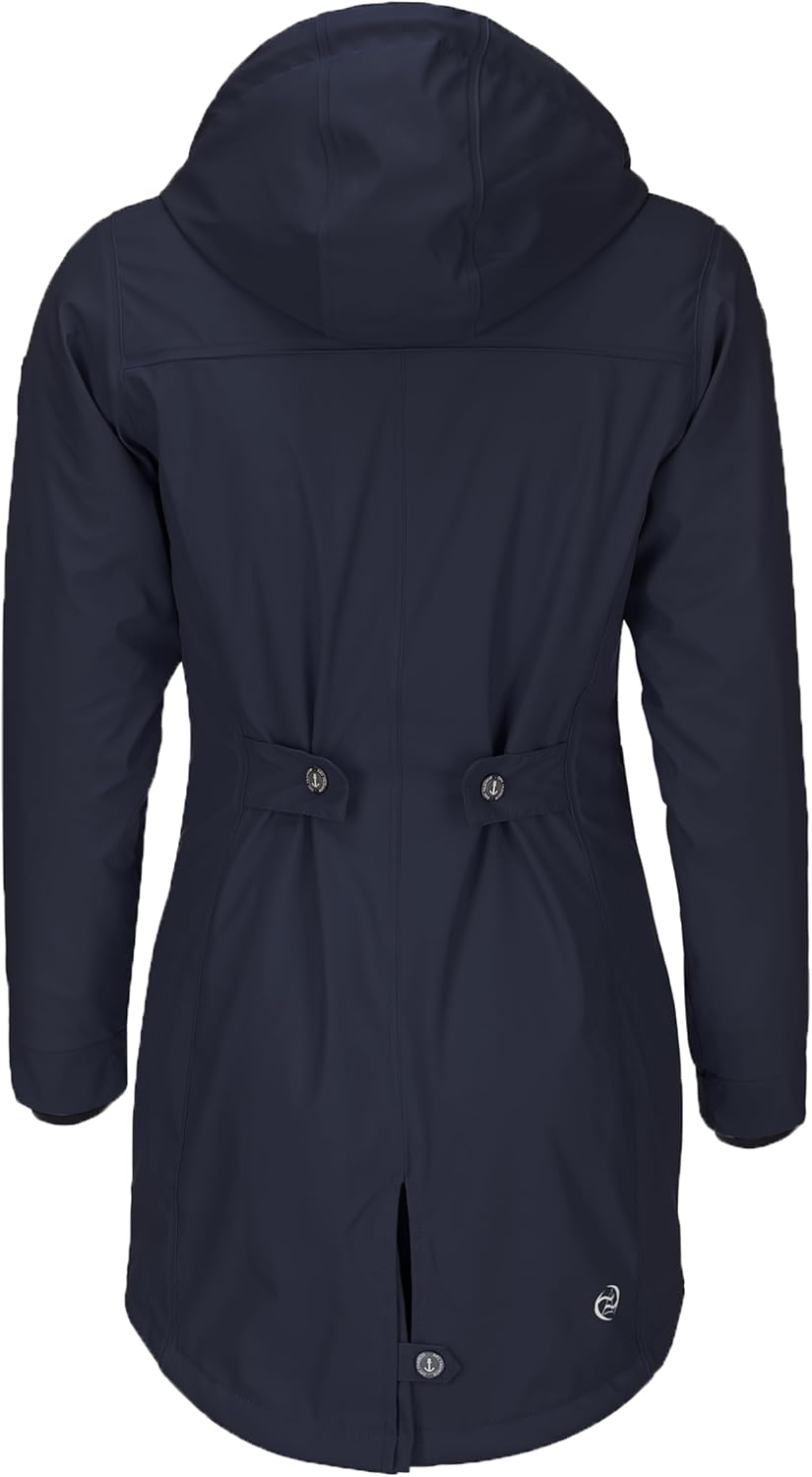Dry Fashion Damen Regenmantel Malmö - Frauen Regenjacke Jacke mit Kapuze Lang Winddicht Wasserdicht