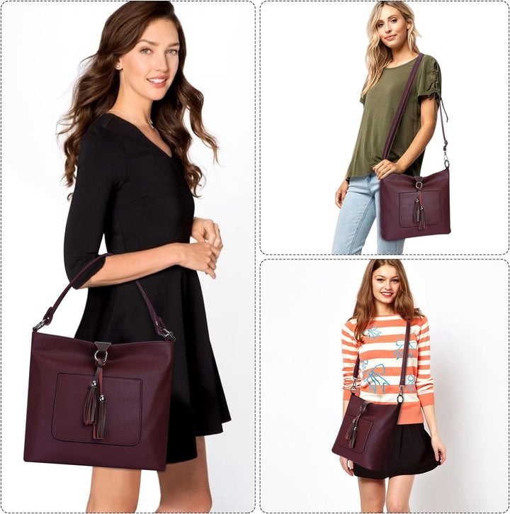 HAWEE Damen Handtasche Kunstleder Grosse Schultertasche Shopper Umhängetasche Frauen Elegante Henkel