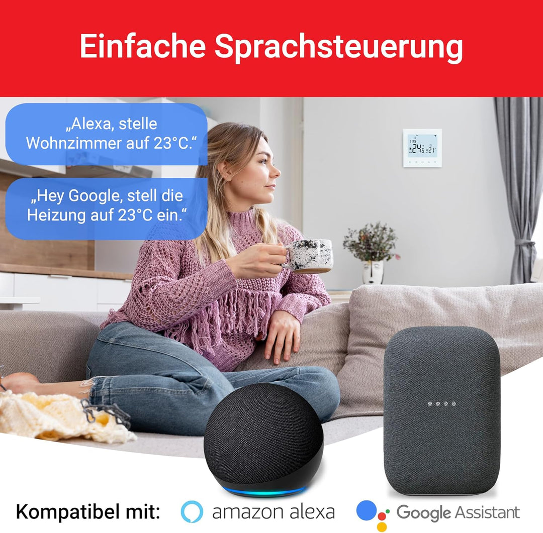 Elektrobock PT740W-EI Raumthermostat mit WiFi | Smartes Thermostat für Fussbodenheizung & Elektrohei