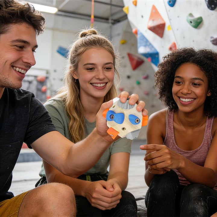 Handgefertigter 3D Boulder-Block mit 12 Harzhaltern, Tragbares Kletterball Fingergriff-Trainer Sport