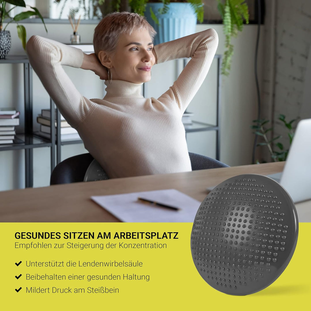 MSPORTS Ballsitzkissen inkl. Pumpe und Übungsposter | ca. 32 cm Durchmesser mit Noppenoberfläche - i