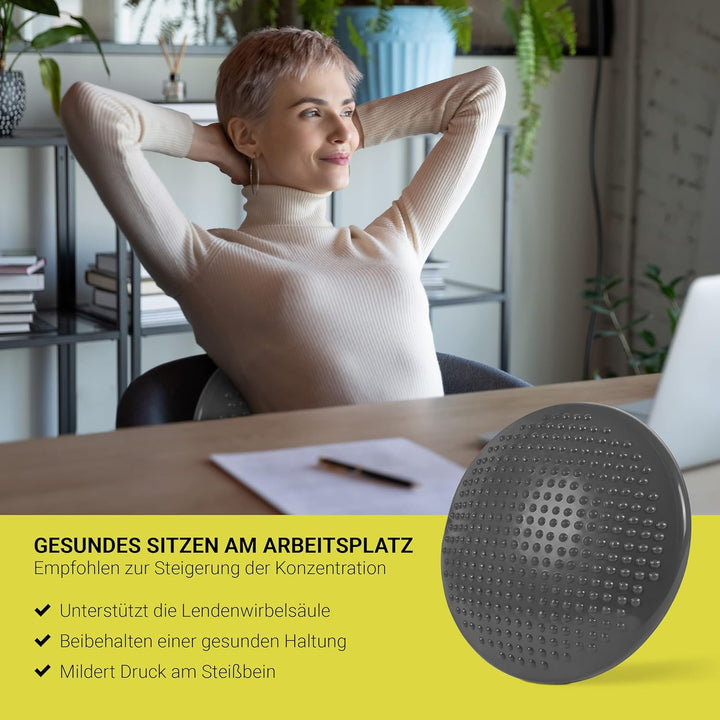MSPORTS Ballsitzkissen inkl. Pumpe und Übungsposter | ca. 32 cm Durchmesser mit Noppenoberfläche - i