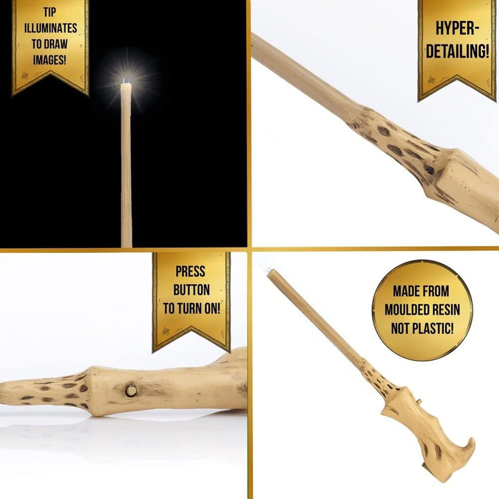 Wow Stuff! Harry Potter Voldemort Zauberstab 18 cm mit Lumos Licht – offiziell Lizenziertes Wizardin