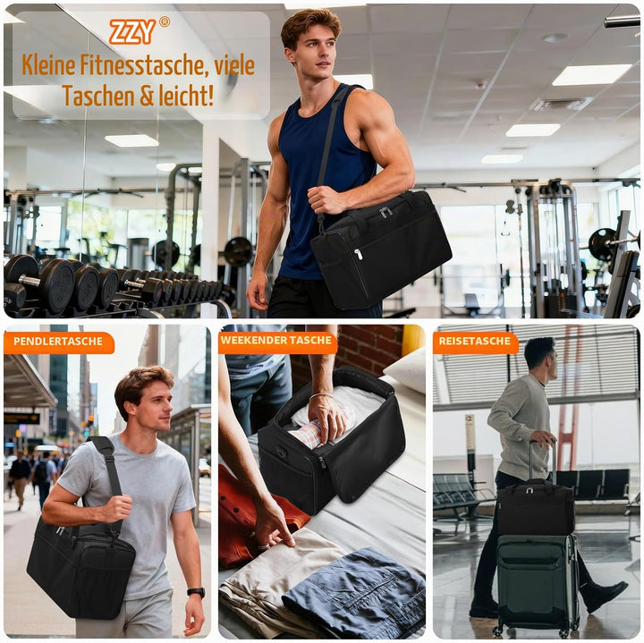 ZZY 20L Sporttasche Klein, Trainingstasche Gym Bag 40x20x25cm, Kleine Fitnesstasche & Weekender für