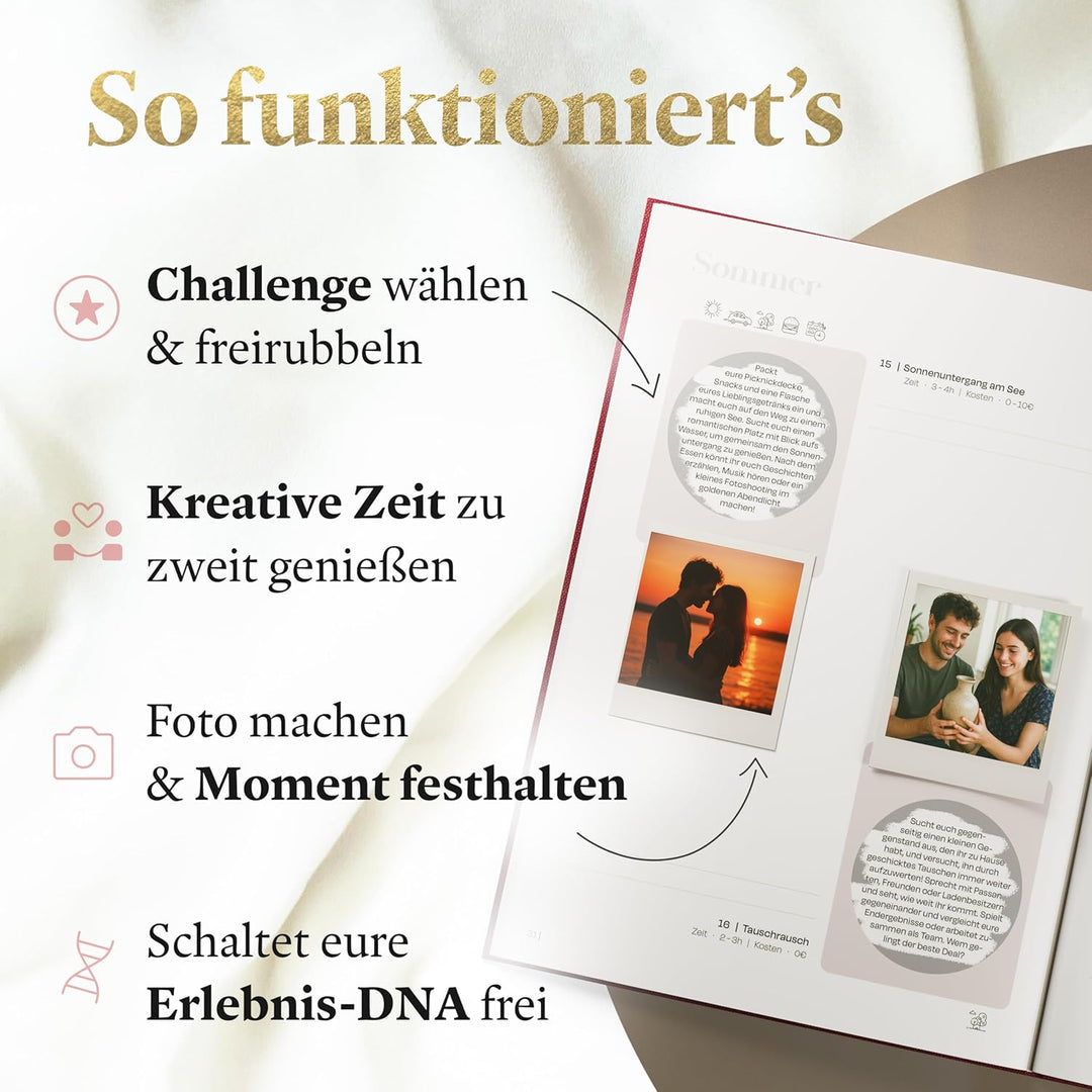 Date Challenge Buch für Paare “Zeit für Abenteuer” | Valentinstag-Geschenk für ihn & sie | ABC Date