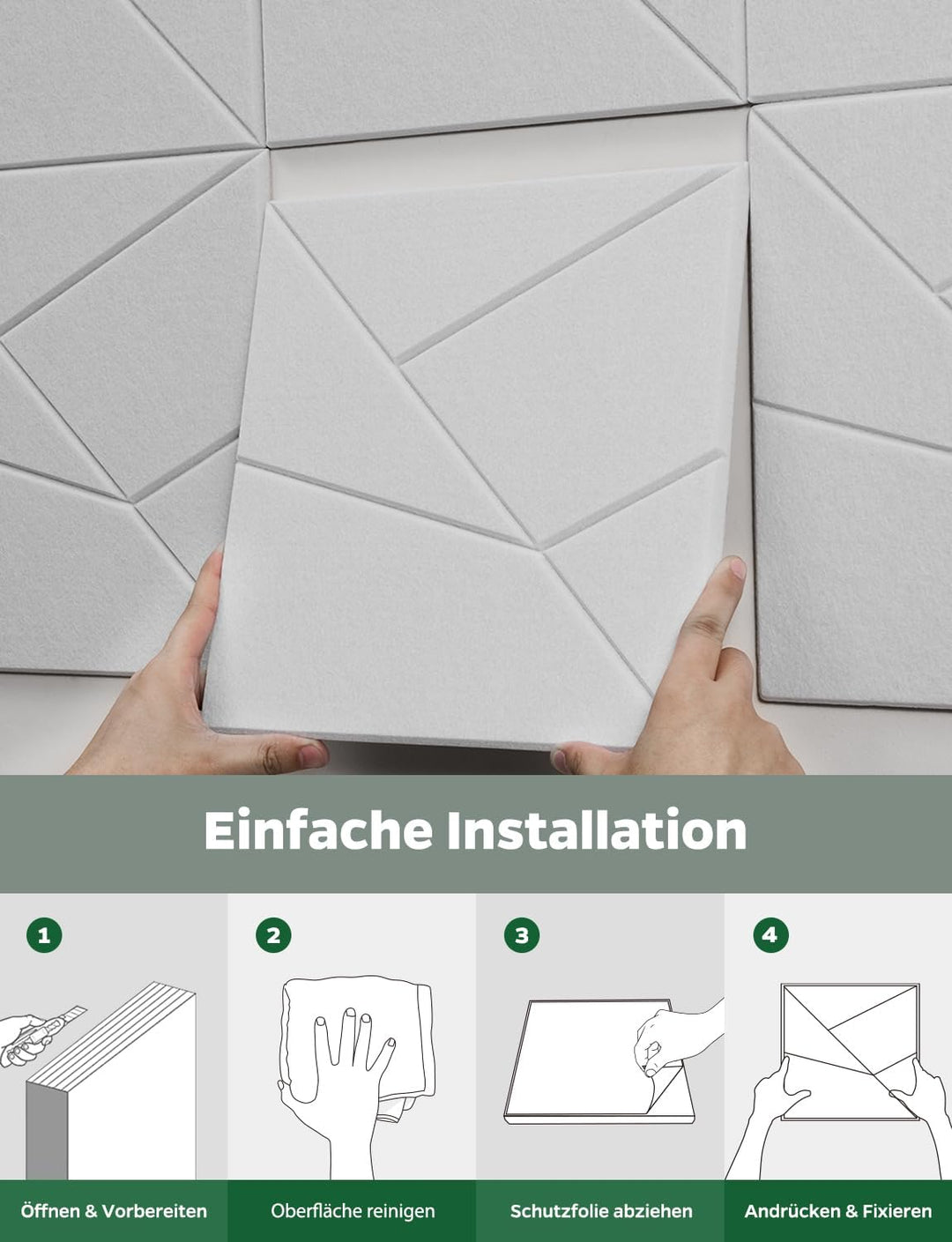 18 Stück Akustikplatten Selbstklebend, Akustik Schallabsorber Panels für Wand & Gaming Zimmer mit Li