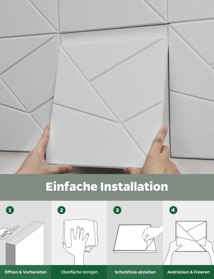 18 Stück Akustikplatten Selbstklebend, Akustik Schallabsorber Panels für Wand & Gaming Zimmer mit Li