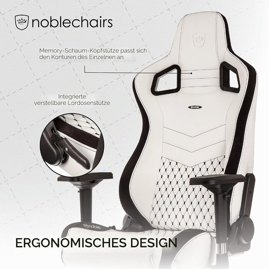 noblechairs Epic Gaming Stuhl - Bürostuhl - Schreibtischstuhl - PU-Kunstleder - Inklusive Kissen - W