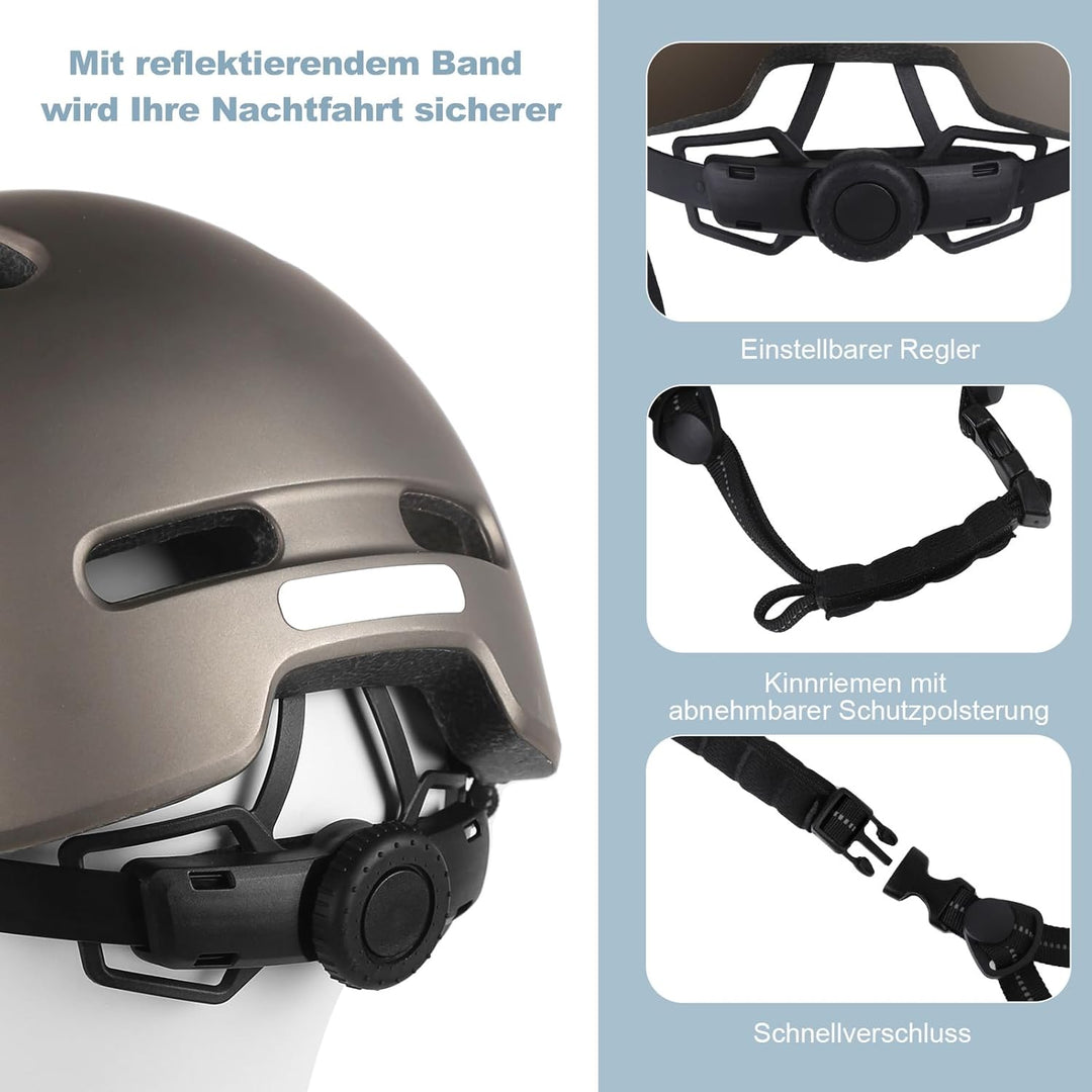 Shinmax Fahrradhelm für Damen und Herren, Einstellbarer Helm mit Visier & Sonnenschutz, Leicht & Bel