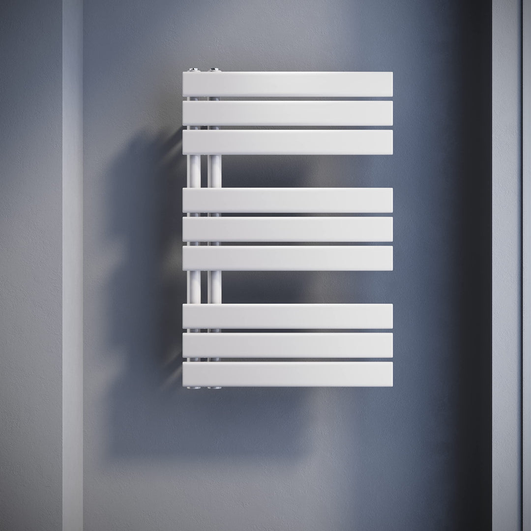 SONNI Badheizkörper Flach Handtuchtrockner 762 x 500 mm Weiss Handtuchwärmer Seitenanschluss Panel H