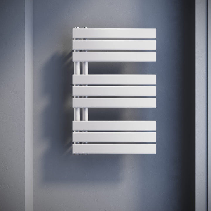 SONNI Badheizkörper Flach Handtuchtrockner 762 x 500 mm Weiss Handtuchwärmer Seitenanschluss Panel H