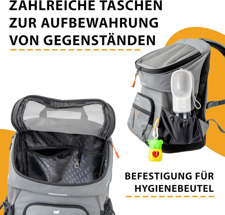 Ferplast Hunderucksack Voyager Backpack, Katzenrucksack, Hundetasche, Hundebox, Weite Öffnung, verst