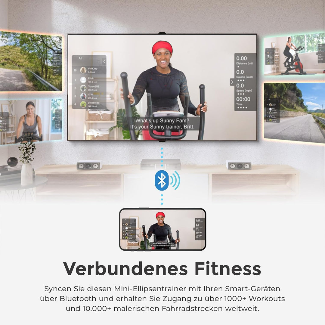 Sunny Health & Fitness Kompakter Untertisch-Ellipsentrainer, Tragbare Pedal-Trainingsmaschine für da