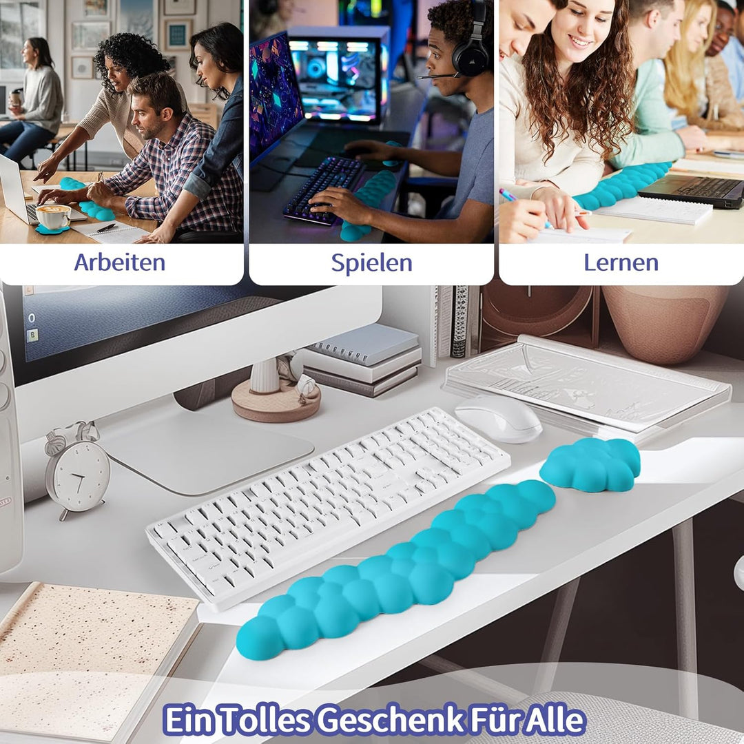Sushret Handballenauflage Tastatur Wolke, Ergonomische Handauflage Mit PU Leder Memory Schaum, Cloud