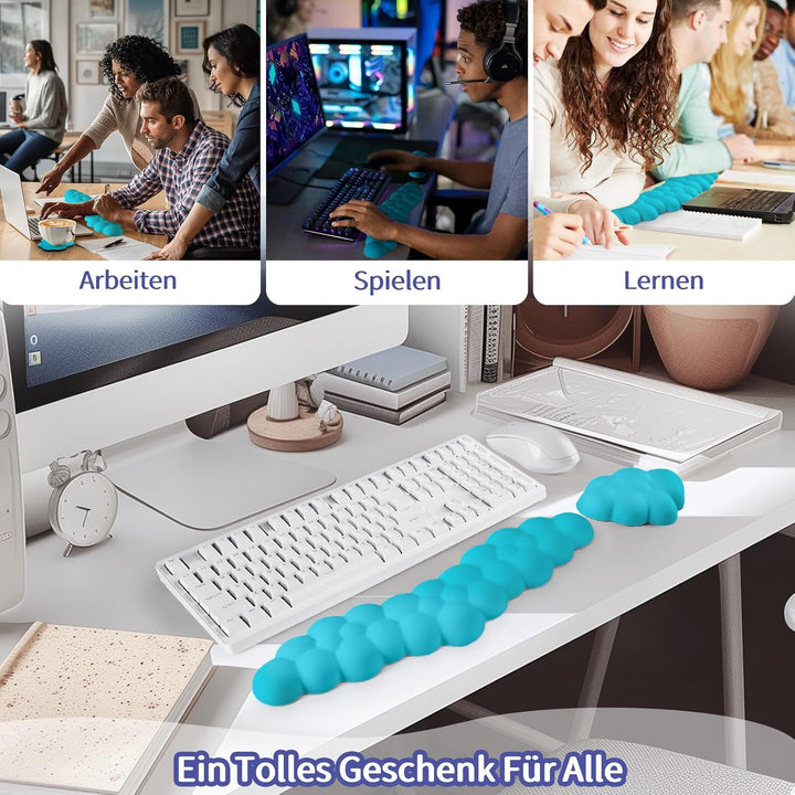 Sushret Handballenauflage Tastatur Wolke, Ergonomische Handauflage Mit PU Leder Memory Schaum, Cloud
