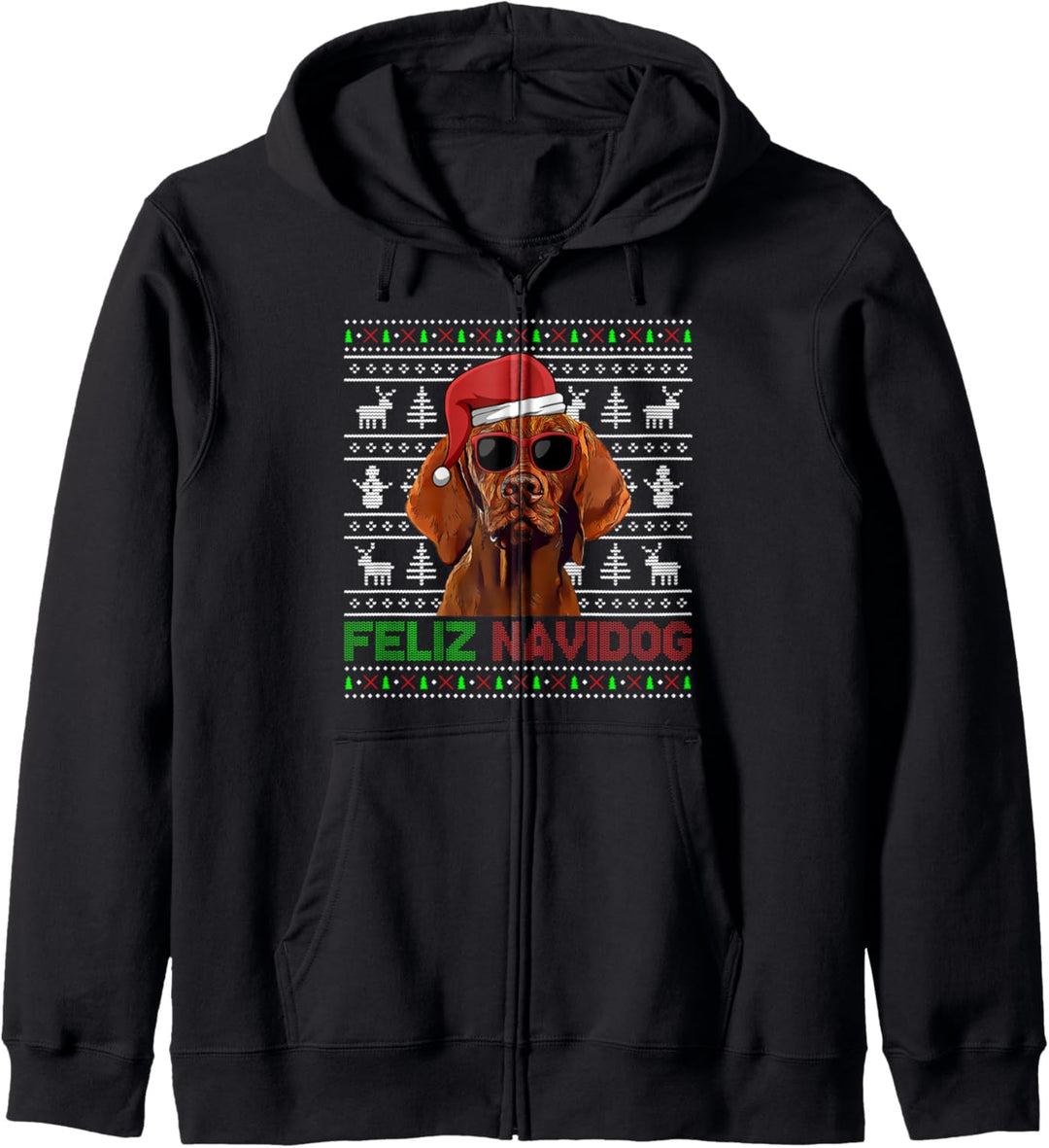 Vizsla Dog Feliz Navidog Lustige Weihnachten Kapuzenjacke