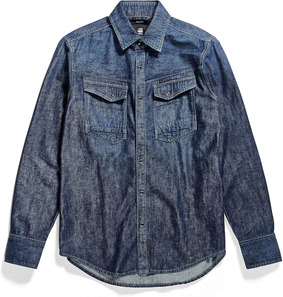 G-STAR RAW Herren Slim Denim Hemd, Blau (worn in deep sea D23616-D252-G133), S