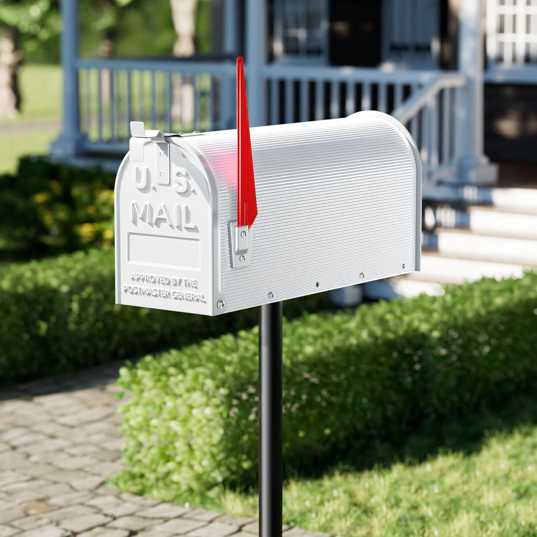 Wiltec US Mailbox weiss 150 x 513 x 223 mm, amerikanischer Briefkasten mit Fahne, Wandbriefkasten od