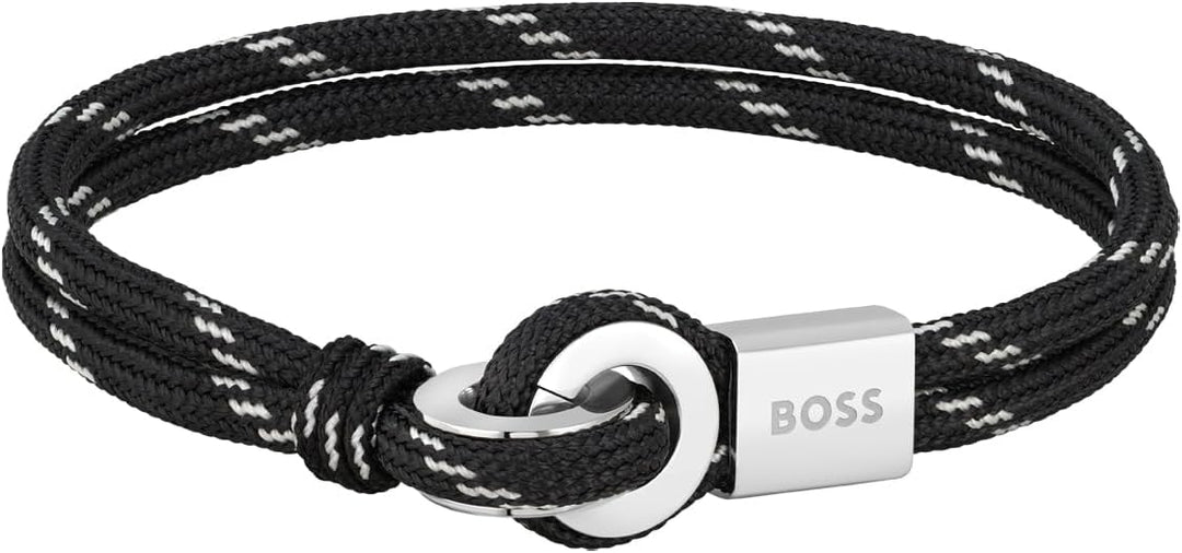 BOSS Jewelry Lederarmband für Herren Kollektion Black and White Size M, Black and White Size M