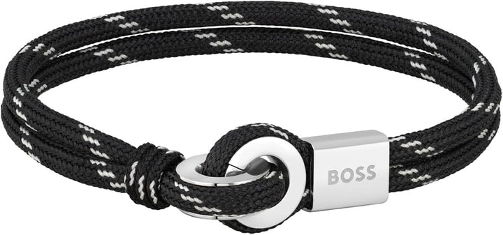 BOSS Jewelry Lederarmband für Herren Kollektion Black and White Size M, Black and White Size M