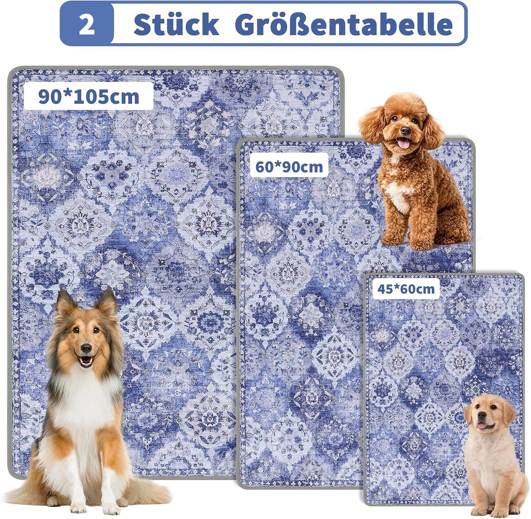 Welpen Unterlagen Waschbar, 2 Stück PIPI Matten für Hunde, Schnell Saugfähige Wiederverwendbare Inko