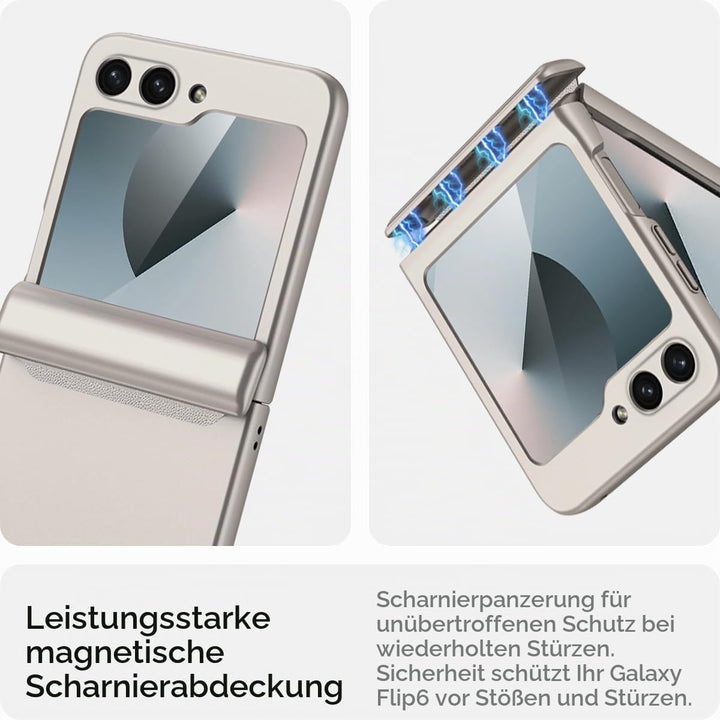 Miimall Kompatibel mit Samsung Galaxy Z Flip 6/Flip7 FE Hülle mit Scharnierschutz Magnetischer [Exte