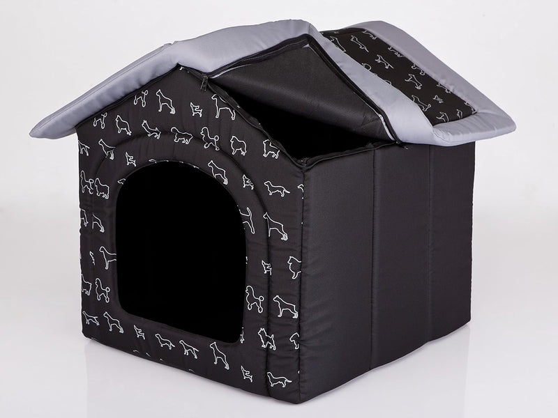 Hobbydog R4 BUDCWP14 Doghouse R4 60X55 cm Black with Dogs, L, Black, 1.4 kg Black L, Black L