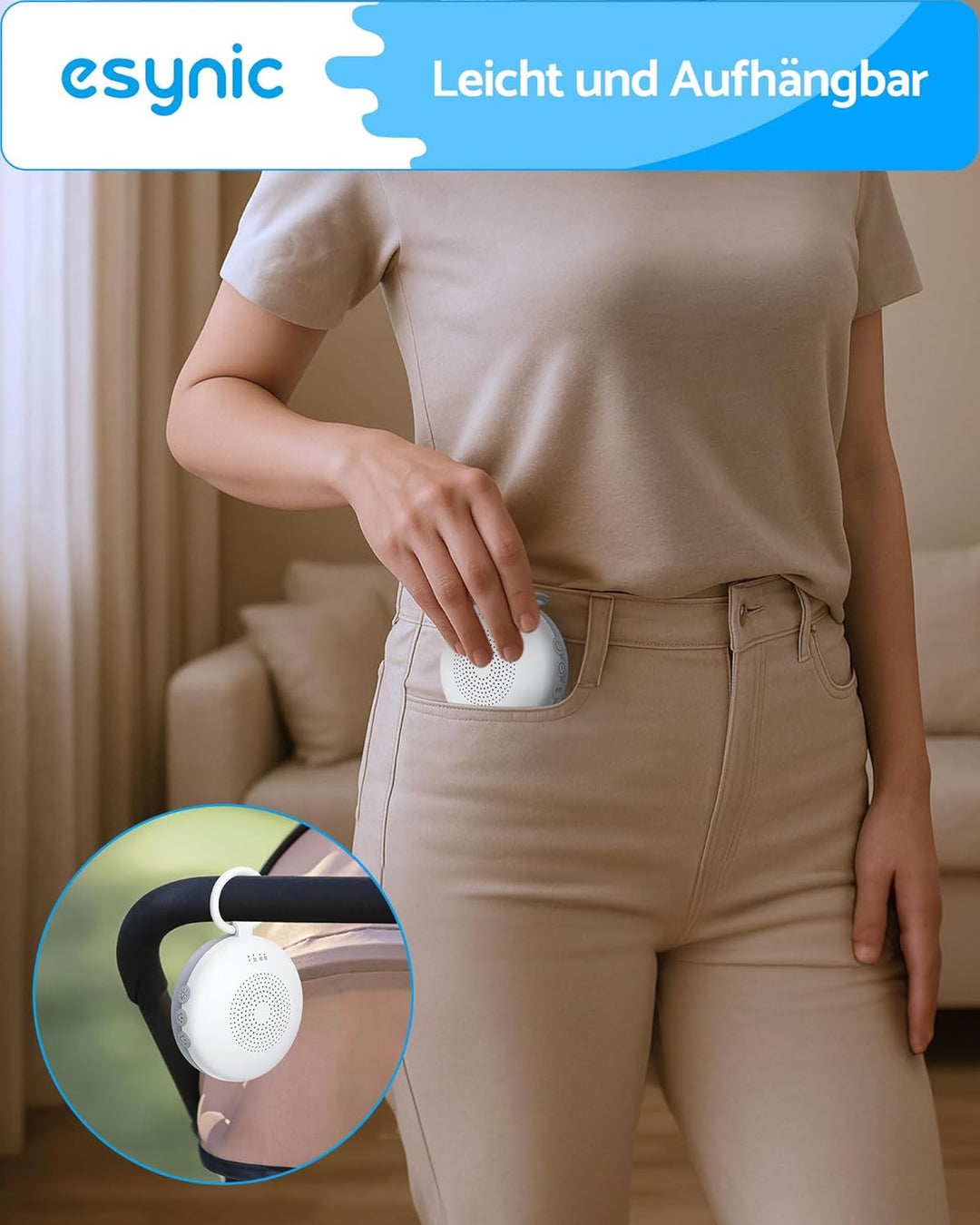 eSynic White Noise Machine Baby mit Nachtlicht Weisses Rauschen Einschlafhilfe Babys Erwachsene Soun
